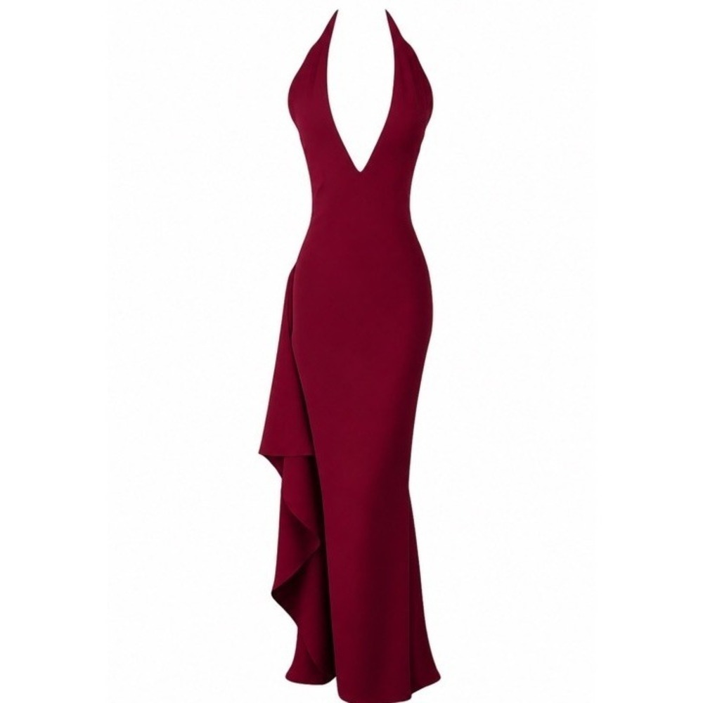 Babyboo Luella Maxi Dress Burgundy XS NWT Formal Evening Gown Side Split
